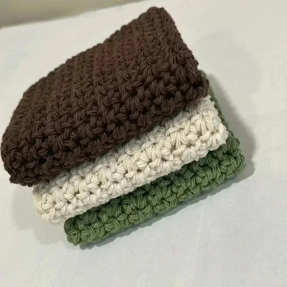 100% Cotton Handmade Washcloths - Set of 3 - Picture 2 of 12